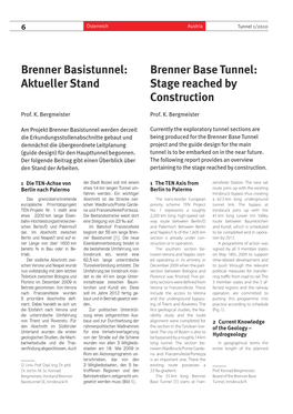 Brenner Basistunnel: Aktueller Stand Brenner Base Tunnel