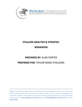 Alan Porter Prepared For: Taylor Made Stallions
