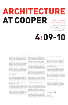 The Irwin S. Chanin School of Architecture the Cooper Union for the Advancement of Science And