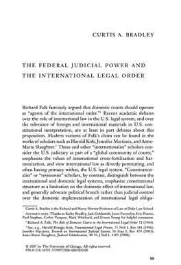 The Federal Judicial Power and the International Legal Order