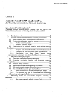 Chapter 1 MAGNETIC NEUTRON SCATTERING