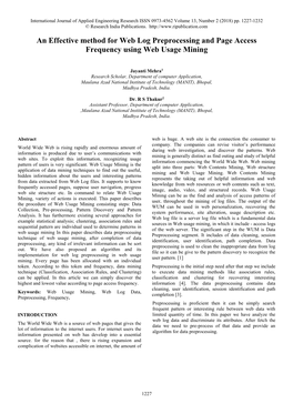 An Effective Method for Web Log Preprocessing and Page Access Frequency Using Web Usage Mining