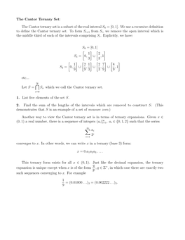 The Cantor Ternary Set Is a Subset of the Real Interval S0 = [0, 1]