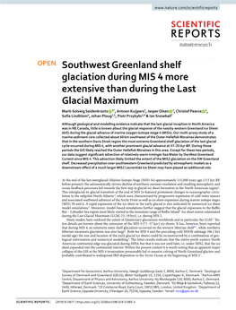 Southwest Greenland Shelf Glaciation During MIS 4 More Extensive Than During the Last Glacial Maximum