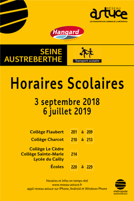 Horaires Scolaires 3 Septembre 2018 6 Juillet 2019