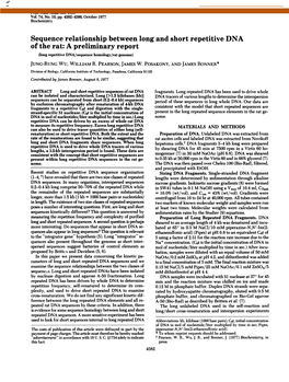 Sequence Relationship Between Long and Short Repetitive DNA Of