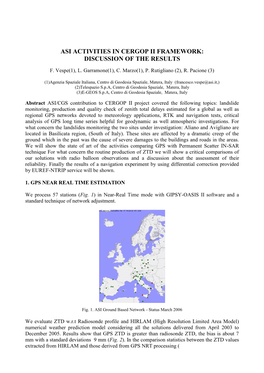 Asi Activities in Cergop Ii Framework: Discussion of the Results