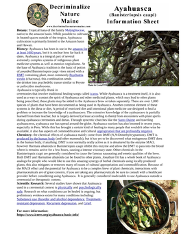 Ayahuasca Info Sheet