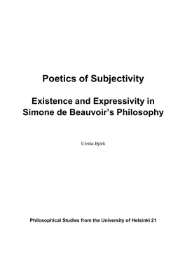 Poetics of Subjectivity. Existence and Expressivity in Simone De