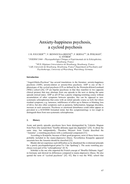 Anxiety-Happiness Psychosis, a Cycloid Psychosis