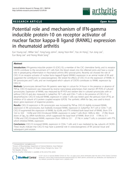 Potential Role and Mechanism of IFN-Gamma Inducible Protein-10 on Receptor Activator of Nuclear Factor Kappa-B Ligand (RANKL) Ex