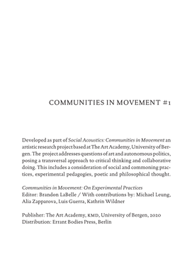 Communities in Movement #1