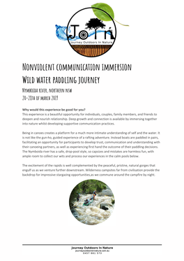 Nonviolent Communication Immersion Wild Water Paddling Journey Nymboida River, Northern Nsw 20-28Th of March 2019