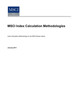 MSCI Index Calculation Methodologies