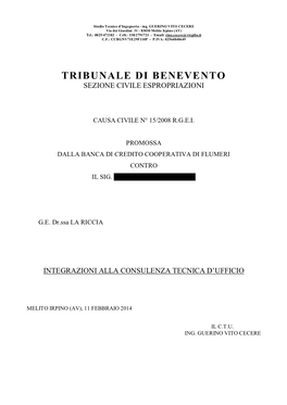 Tribunale Di Benevento Sezione Civile Espropriazioni