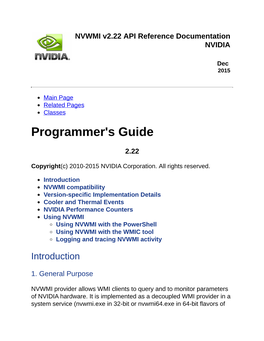 NVWMI V2.22 API Reference Documentation NVIDIA