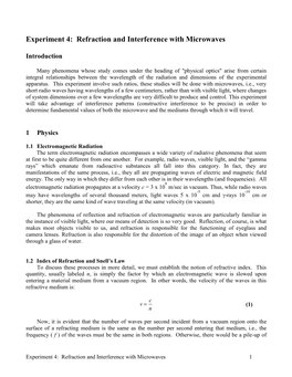 Experiment 4: Refraction and Interference with Microwaves