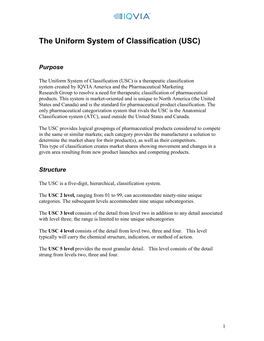 The Uniform System of Classification (USC)