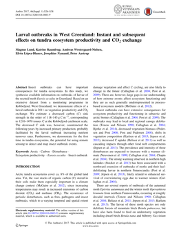 Larval Outbreaks in West Greenland: Instant and Subsequent Effects on Tundra Ecosystem Productivity and CO2 Exchange