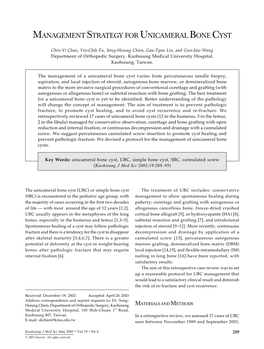Management Strategy for Unicameral Bone Cyst