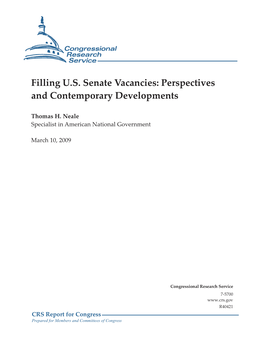 Filling US Senate Vacancies