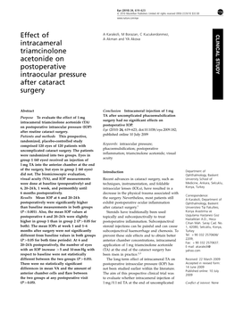 Effect of Intracameral Triamcinolone Acetonide on Postoperative