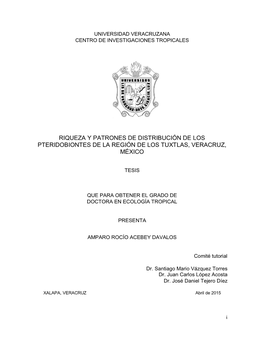 Riqueza Y Patrones De Distribución De Los Pteridobiontes De La Región De Los Tuxtlas, Veracruz, México