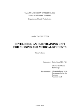 Developing an Emr Training Unit for Nursing and Medical Students