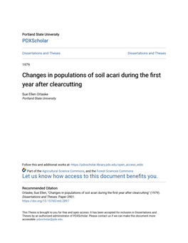 Changes in Populations of Soil Acari During the First Year After Clearcutting