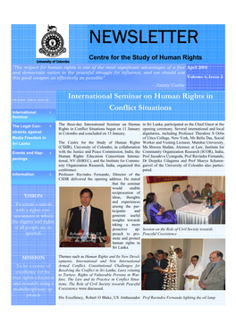 CSHR Newsletter Vol 4 Issue 2 April
