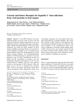 Current and Future Therapies for Hepatitis C Virus Infection: from Viral Proteins to Host Targets