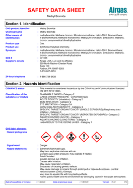 SAFETY DATA SHEET Methyl Bromide