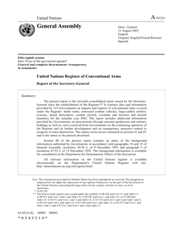 General Assembly Distr.: General 21 August 2003 English Original: English/French/Russian/ Spanish