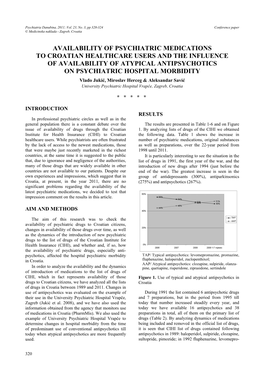 Availability of Psychiatric Medications to Croatian