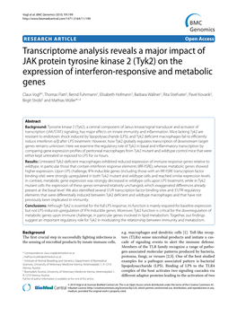 (Tyk2) on the Expression of Interferon-Responsive and Metabolic Genes