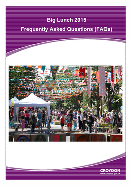 Big Lunch 2015 Frequently Asked Questions (Faqs)