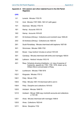 Kirk Session and Other Material Found in the Old Parish Registers