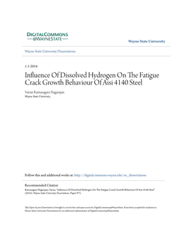 INFLUENCE of DISSOLVED HYDROGEN on the FATIGUE CRACK GROWTH BEHAVIOUR of AISI 4140 STEEL By