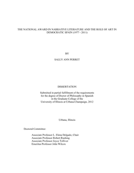The National Award in Narrative Literature and the Role of Art in Democratic Spain (1977 - 2011)