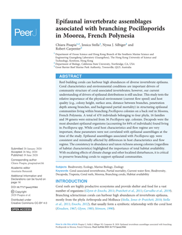 Epifaunal Invertebrate Assemblages Associated with Branching Pocilloporids in Moorea, French Polynesia