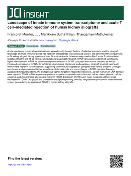 Landscape of Innate Immune System Transcriptome and Acute T Cell–Mediated Rejection of Human Kidney Allografts