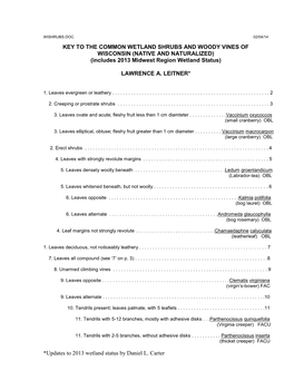 Wisc Wetland Shrubs Key.Doc