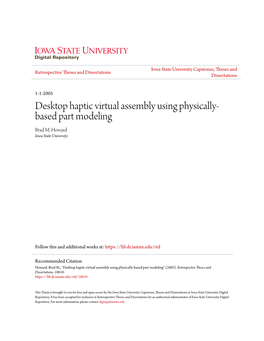 Desktop Haptic Virtual Assembly Using Physically-Based Part Modeling" (2005)