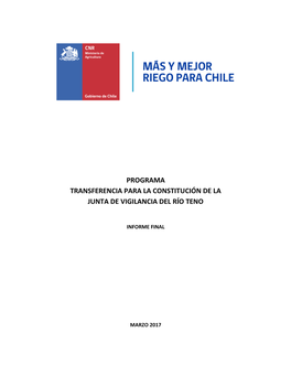 Programa Transferencia Para La Constitución De La Junta De Vigilancia Del Río Teno