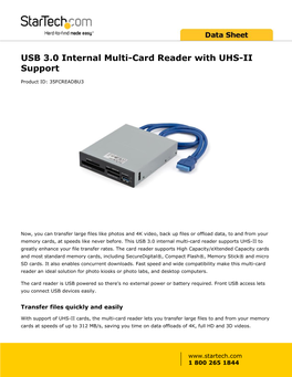 USB 3.0 Internal Multi-Card Reader with UHS-II Support