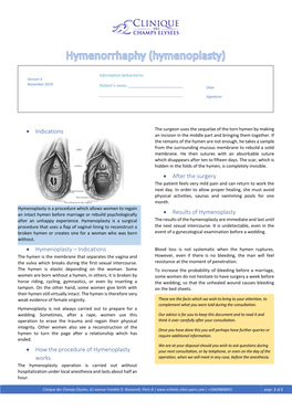 Hymenorrhaphy (Hymenoplasty)