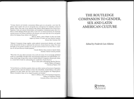 THE ROUTLEDGE COMPANION to GENDER, SEX and LATIN “A Sharp Observer and Scholarly Commentator, Aldama Gives Sex and Gender a New Twist