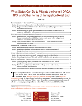 What States Can Do to Mitigate the Harm If DACA, TPS, and Other Forms of Immigration Relief End