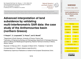 Land Subsidence in the Anthemountas Basin
