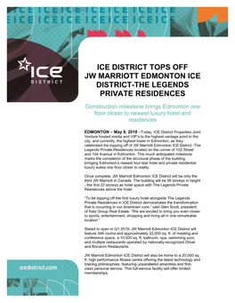 Ice District Tops Off Jw Marriott Edmonton Ice District-The Legends Private Residences